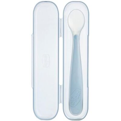 Chicco sked av mjuk silikon för avvänjning 6 m + med praktisk resväska, flexibel spets för att skydda tandkött och ergonomiskt långt handtag, 0% BPA, perfekt för resor Chicco sked av mjuk silikon för avvänjning 6 m + med praktisk resväska, flexibel spets för att skydda tandkött och ergonomiskt långt handtag, 0% BPA, perfekt för resor