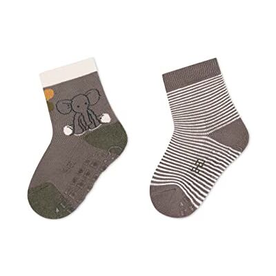 Sterntaler Unisex baby dubbelpack elefant ABS sockor DP Eddy, grå, normal (2-pack), GRÅ Sterntaler Unisex baby dubbelpack elefant ABS sockor DP Eddy, grå, normal (2-pack), GRÅ