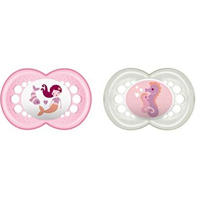 MAM Original silikonnapp i 2-pack, tandvänlig napp, babynapp av speciell SkinSoft silikon med napplåda, 16+ månader, sjöjungfru/sjöhäst MAM Original silikonnapp i 2-pack, tandvänlig napp, babynapp av speciell SkinSoft silikon med napplåda, 16+ månader, sjöjungfru/sjöhäst