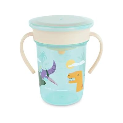 Miniland Sippy Cup 360° spillsäker inlärningsmugg med handtag och lock (Jurassic) Miniland Sippy Cup 360° spillsäker inlärningsmugg med handtag och lock (Jurassic)