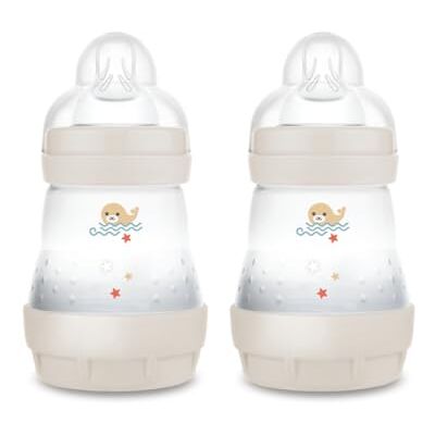 MAM Easy Start anti-kolik Flaska Set med 2 flaskor för barn från 0 till 2 månader, 160 ml, dinapp flöde 1 i 0 månader SkinSoft-silikon, biocirkulär, neutral MAM Easy Start anti-kolik Flaska Set med 2 flaskor för barn från 0 till 2 månader, 160 ml, dinapp flöde 1 i 0 månader SkinSoft-silikon, biocirkulär, neutral