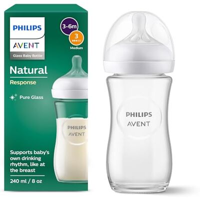 Philips Avent Natural Response-glasnappflaska – 240 ml nappflaska, BPA-fri för nyfödda i åldern 1+ månader (modell SCY933/01) Philips Avent Natural Response-glasnappflaska – 240 ml nappflaska, BPA-fri för nyfödda i åldern 1+ månader (modell SCY933/01)