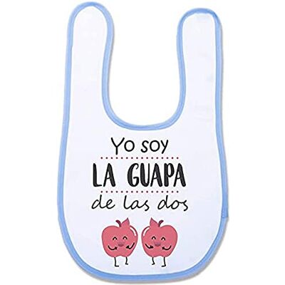 SUPERMOLON 03694 – "Yo Soy la Guapa de Las Dos" Haklapp med kardborreband, himmelsblå, unisex SUPERMOLON 03694 – "Yo Soy la Guapa de Las Dos" Haklapp med kardborreband, himmelsblå, unisex