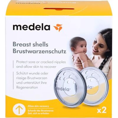 Medela Bröstvårtsskydd, BPA-fritt, tillverkat av mjuk silikon, med ventilerande ventilationsöppningar, set med 2 Medela Bröstvårtsskydd, BPA-fritt, tillverkat av mjuk silikon, med ventilerande ventilationsöppningar, set med 2