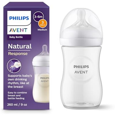 AVENT Philips Natural Response-nappflaska 260 ml nappflaska för nyfödda och äldre, BPA-fri, 1+ månader (modell SCY903/01) AVENT Philips Natural Response-nappflaska 260 ml nappflaska för nyfödda och äldre, BPA-fri, 1+ månader (modell SCY903/01)
