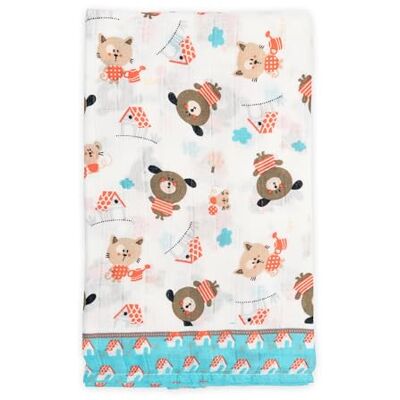 TI-TIN Ti TIN Muslin tillverkad av naturlig anti-kvalster bambu, mjuk baby chiffong med litet tryck kan användas som rulle eller lakan 120 x 120 cm TI-TIN Ti TIN Muslin tillverkad av naturlig anti-kvalster bambu, mjuk baby chiffong med litet tryck kan användas som rulle eller lakan 120 x 120 cm