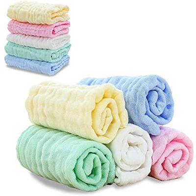 VANCA Baby Musselin babytvättservetter i naturlig bomull mjuk muslin för känslig hud 30 x 30 cm (10 st) VANCA Baby Musselin babytvättservetter i naturlig bomull mjuk muslin för känslig hud 30 x 30 cm (10 st)