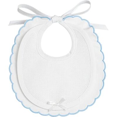 FILET Elegant vit bomull Piquet haklapp, Ljusblå kantad kant, Aida-kanfas för broderi, lappstängning, tillverkad i Italien, Ljusblå FILET Elegant vit bomull Piquet haklapp, Ljusblå kantad kant, Aida-kanfas för broderi, lappstängning, tillverkad i Italien, Ljusblå