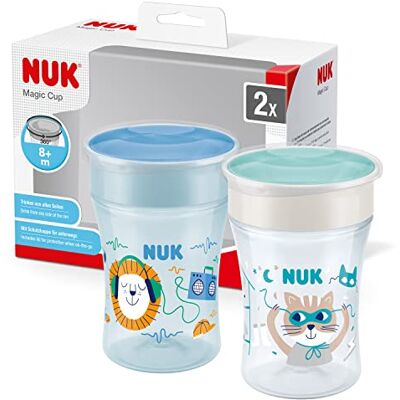 NUK Magic Cup pipmugg 360° spillsäker kant Från 8 månader BPA-frit 230 ml blå 2 delar , Blå, NUK Magic Cup pipmugg 360° spillsäker kant Från 8 månader BPA-frit 230 ml blå 2 delar , Blå,