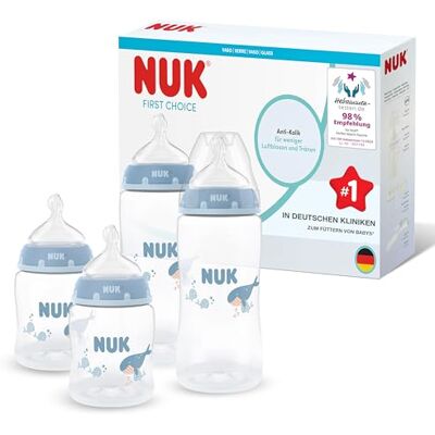 NUK First Choice Babyflaskor 0-3+ månader 150 ml & 300 ml Anti-kolikmatningsflaska PP Temperaturindikator Val 4 stycken NUK First Choice Babyflaskor 0-3+ månader 150 ml & 300 ml Anti-kolikmatningsflaska PP Temperaturindikator Val 4 stycken