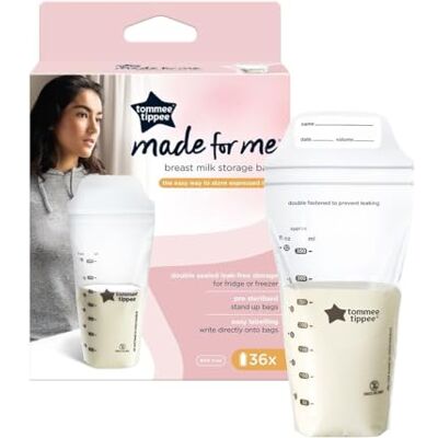 Tommee Tippee Closer to Nature Breast Milk Storage Bags, Pre-Sterilised Stand-Up Pouches, Secure Double Seal, Single Use, 350ml Capacity, Pack of 36 Tommee Tippee Closer to Nature Breast Milk Storage Bags, Pre-Sterilised Stand-Up Pouches, Secure Double Seal, Single Use, 350ml Capacity, Pack of 36