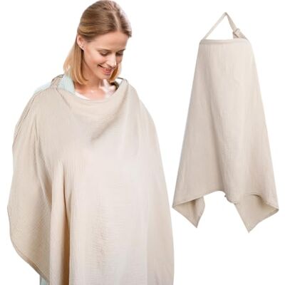 Cozary Omvårdnadsöverdrag, 76 x 110 cm, mjuk och andningsbar amningshalsduk, bomull, bröstskydd för amning med ryggjusteringsrem Cozary Omvårdnadsöverdrag, 76 x 110 cm, mjuk och andningsbar amningshalsduk, bomull, bröstskydd för amning med ryggjusteringsrem