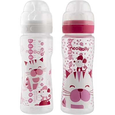 Chicco Neobaby Polypropenflaska med bred hals med silikonnapp, 330 ml, rosa, snabbt flöde, 4 månader+, 1 st, 330 ml, 09 kg, 330 gram, 1 Chicco Neobaby Polypropenflaska med bred hals med silikonnapp, 330 ml, rosa, snabbt flöde, 4 månader+, 1 st, 330 ml, 09 kg, 330 gram, 1