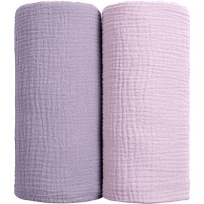 lulumoon Babyswaddling filtar bomullslindningsfilt mjuk babyfilt neutral 2 pack (lila) lulumoon Babyswaddling filtar bomullslindningsfilt mjuk babyfilt neutral 2 pack (lila)