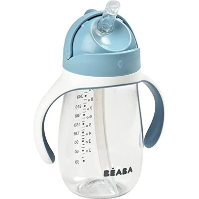 Béaba 2-i-1 Sippy Cup Barnbägare med sugrör 100% vattentät lätt att öppna Avtagbara handtag Tritan och silikon 300 ml Blå Béaba 2-i-1 Sippy Cup Barnbägare med sugrör 100% vattentät lätt att öppna Avtagbara handtag Tritan och silikon 300 ml Blå