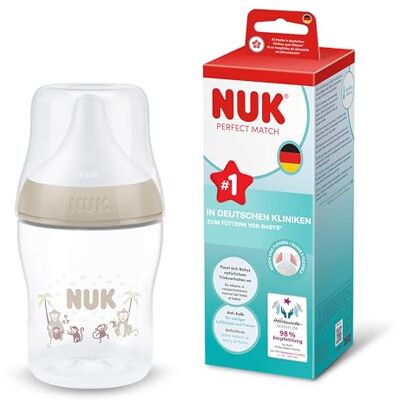 NUK Perfect Match Babyflaska 0+ månader 150 ml Anti-kolikmatningsflaska PP Temperaturindikator Apa 1 styck NUK Perfect Match Babyflaska 0+ månader 150 ml Anti-kolikmatningsflaska PP Temperaturindikator Apa 1 styck