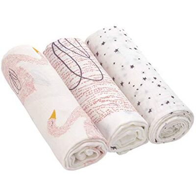 Lassig Casual Baby Muslinduk dregellock skötfilt set om 3 bomull 80 x 80 cm/Heavenly Soft Swaddle L Little Water Svan Lassig Casual Baby Muslinduk dregellock skötfilt set om 3 bomull 80 x 80 cm/Heavenly Soft Swaddle L Little Water Svan
