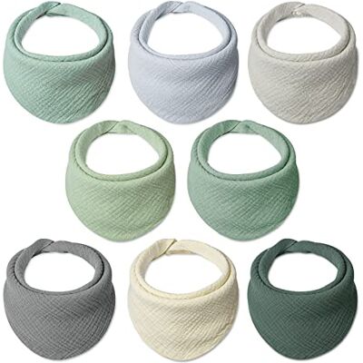 lulumoon Lulu måne haklapp baby absorberande triangelduk, muslinhalsduk baby med justerbar tryckknapp, mjuka dregelhaklappar för pojkar och flickor, unisex, 8 stycken (sjö) lulumoon Lulu måne haklapp baby absorberande triangelduk, muslinhalsduk baby med justerbar tryckknapp, mjuka dregelhaklappar för pojkar och flickor, unisex, 8 stycken (sjö)