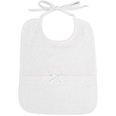 FILET Unisex baby AM281W rektangulär haklapp med Aida väska för brodering, tillverkad av bomullsfrotté rosa, med sangallo-spets, perfekt för nyfödda, 100% tillverkad i Italien, färg vit, en storlek, FILET Unisex baby AM281W rektangulär haklapp med Aida väska för brodering, tillverkad av bomullsfrotté rosa, med sangallo-spets, perfekt för nyfödda, 100% tillverkad i Italien, färg vit, en storlek,