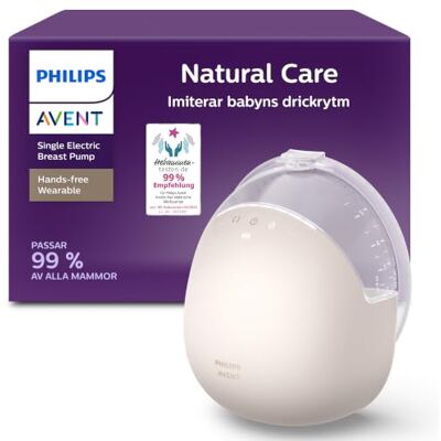 Philips Avent Natural Care Hands-free Wearable Electric Breast Pump – imiterar babyns drickrytm, SkinSense bröstkupa för optimal komfort, SCF494/11 Philips Avent Natural Care Hands-free Wearable Electric Breast Pump – imiterar babyns drickrytm, SkinSense bröstkupa för optimal komfort, SCF494/11