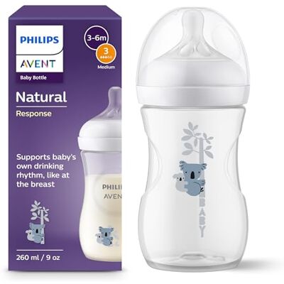 AVENT Philips Natural Response-nappflaska – 260 ml nappflaska, BPA-fri för barn i åldern 1+ månader, koalamönster (modell SCY903/67) AVENT Philips Natural Response-nappflaska – 260 ml nappflaska, BPA-fri för barn i åldern 1+ månader, koalamönster (modell SCY903/67)