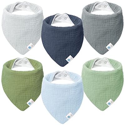 lulumoon Haklapp, baby, triangulär halsduk, baby, muslinhalsduk, baby för pojkar och flickor (6 stycken, flod) lulumoon Haklapp, baby, triangulär halsduk, baby, muslinhalsduk, baby för pojkar och flickor (6 stycken, flod)