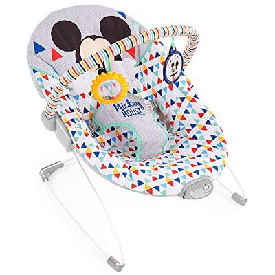 Disney Bright Starts – Baby, Musse Pigg Happy Triangles, babygungbräda med lugnande vibrationer, 2 hängande leksaker, avtagbar leksaksstång, 0–6 månader Disney Bright Starts – Baby, Musse Pigg Happy Triangles, babygungbräda med lugnande vibrationer, 2 hängande leksaker, avtagbar leksaksstång, 0–6 månader