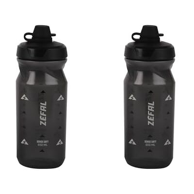 ZEFAL Sense Soft 65 No-Mud Pack Set med två cykel- och mountainbike-burkar mjuk och luktfri sportflaska BPA-fri vattenbehållare silikonflaska rökt svart, 2 x 650 ml ZEFAL Sense Soft 65 No-Mud Pack Set med två cykel- och mountainbike-burkar mjuk och luktfri sportflaska BPA-fri vattenbehållare silikonflaska rökt svart, 2 x 650 ml