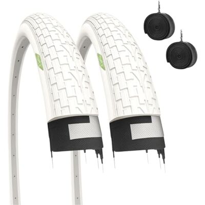 ECOVELO 2 vita däck 20 x 1,95 (50–406) + däckkammare cykel däck BMX Road City Bike Baby ECOVELO 2 vita däck 20 x 1,95 (50–406) + däckkammare cykel däck BMX Road City Bike Baby