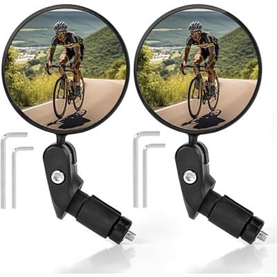 AiQInu Cykelspegel, HD-glas, konvex lins, cykelspegel för styre, 18–22 mm, 360° vridbar cykelspegel för cykel, mountainbike, racercykel (2 stycken) AiQInu Cykelspegel, HD-glas, konvex lins, cykelspegel för styre, 18–22 mm, 360° vridbar cykelspegel för cykel, mountainbike, racercykel (2 stycken)