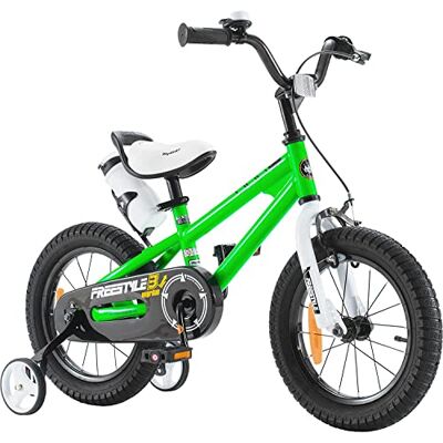 RoyalBaby Freestyle barncykel pojkar flickor med hand- och bakbroms cykel 14 tum grön RoyalBaby Freestyle barncykel pojkar flickor med hand- och bakbroms cykel 14 tum grön