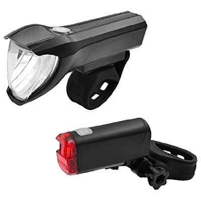 Fischer Cykel Belysningsset 50/25/15 Lux, batteridriven lampset, fram- och bakljus, med batteri och USB-laddningsfunktion, 3 ljusfunktioner, stänkskydd enligt IP44, StVZO-godkänd Fischer Cykel Belysningsset 50/25/15 Lux, batteridriven lampset, fram- och bakljus, med batteri och USB-laddningsfunktion, 3 ljusfunktioner, stänkskydd enligt IP44, StVZO-godkänd
