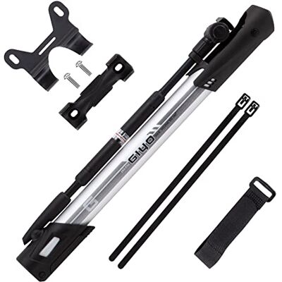 GIYO Mini cykel golvpump med mätare, bärbar och lätt cykeldäckpump, aluminium hög pumpvolym Presta/Schrader-rammontering Taiwan tillverkad (GM-641) GIYO Mini cykel golvpump med mätare, bärbar och lätt cykeldäckpump, aluminium hög pumpvolym Presta/Schrader-rammontering Taiwan tillverkad (GM-641)