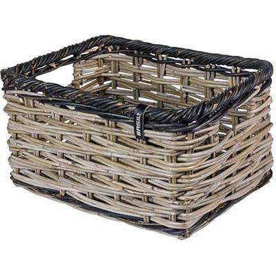 Basil Dijon L rotting cykelkorg, lyxig förvaringskorg för framhjulshållare, grå/svart, handflätad, 28 l volym, perfekt för shopping och picknick, miljövänlig och snygg Basil Dijon L rotting cykelkorg, lyxig förvaringskorg för framhjulshållare, grå/svart, handflätad, 28 l volym, perfekt för shopping och picknick, miljövänlig och snygg