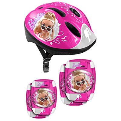 Stamp Helmet + Elbow & Knee Pads Barbie flicka, rosa, 50–56 cm Stamp Helmet + Elbow & Knee Pads Barbie flicka, rosa, 50–56 cm