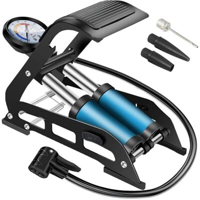 cyclingcolors Fotpump med dubbelcylinder pump dubbelpump cykel motorcykel bil med manometer och ventilhuvud Schrader Presta cyclingcolors Fotpump med dubbelcylinder pump dubbelpump cykel motorcykel bil med manometer och ventilhuvud Schrader Presta