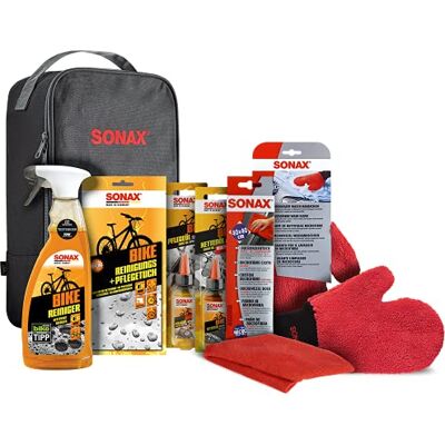 SONAX BIKE-set med väska för fullständig rengöring av varje cykel för en ren look på sommaren artikelnr 07687000 SONAX BIKE-set med väska för fullständig rengöring av varje cykel för en ren look på sommaren artikelnr 07687000