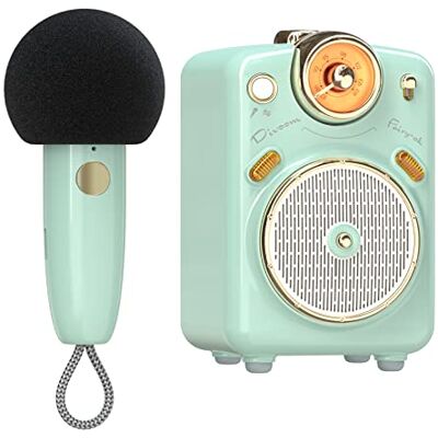 Divoom Karaokesystem med 1 trådlös mikrofon, bärbar karaoke-högtalare höjd/bas, stöder TWS, USB/TF/FM-radio, Rec, försörjning för fest, utomhus (grön) Divoom Karaokesystem med 1 trådlös mikrofon, bärbar karaoke-högtalare höjd/bas, stöder TWS, USB/TF/FM-radio, Rec, försörjning för fest, utomhus (grön)