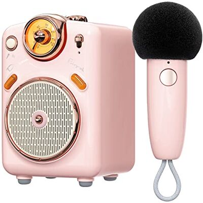 Divoom Karaoke-system med 1 trådlös mikrofon, bärbar karaoke-högtalare höjd/bas, stöder TWS, USB/TF/FM-radio, Rec, försörjning för fest, utomhus (rosa) Divoom Karaoke-system med 1 trådlös mikrofon, bärbar karaoke-högtalare höjd/bas, stöder TWS, USB/TF/FM-radio, Rec, försörjning för fest, utomhus (rosa)