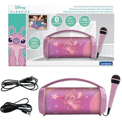 Lexibook , Disney Stitch, Angel bright trådlös högtalare med mikrofon, Stereoljud, Karaokefunktion, USB- och SD-kortportar, Uppladdningsbart batteri, Bärhandtag, Rosa, BTP585D1Z Lexibook , Disney Stitch, Angel bright trådlös högtalare med mikrofon, Stereoljud, Karaokefunktion, USB- och SD-kortportar, Uppladdningsbart batteri, Bärhandtag, Rosa, BTP585D1Z