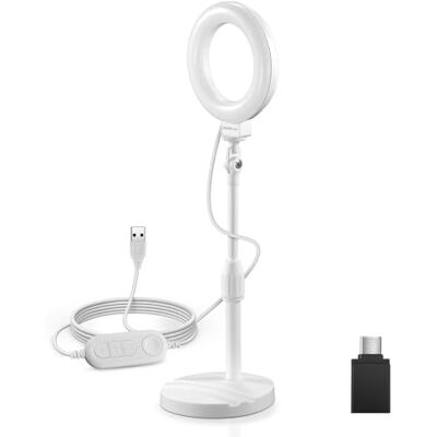 NEEWER Grundläggande 5 tum/13 cm skrivbord med stativ, 10 W LED-selfie-ljus med bas telefon kompatibel med iPhone för inspelning bärbar dator webbkamera zoom videokonferensbelysning smink, bänk NEEWER Grundläggande 5 tum/13 cm skrivbord med stativ, 10 W LED-selfie-ljus med bas telefon kompatibel med iPhone för inspelning bärbar dator webbkamera zoom videokonferensbelysning smink, bänk