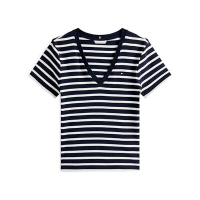 Tommy Hilfiger Dam slim CODY V-NK SS WW0WW4058402C002, blå (Nos Breton Desert Sky/Ecru), XS, Blå (Nos Breton Desert Sky/Ecru), XS Tommy Hilfiger Dam slim CODY V-NK SS WW0WW4058402C002, blå (Nos Breton Desert Sky/Ecru), XS, Blå (Nos Breton Desert Sky/Ecru), XS
