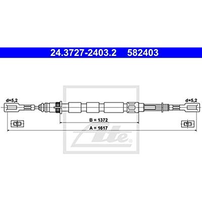 ATE Parkeringsbromskabel - 24.3727-2403.2 - 1617mm ATE Parkeringsbromskabel - 24.3727-2403.2 - 1617mm