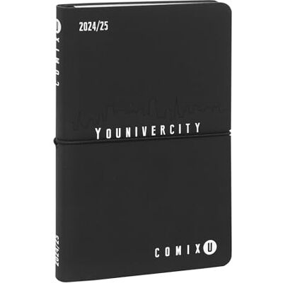 COMIX U Younivercity 13 månaders veckodagbok, medium dagbok 2024–2025, med hårt fodral, elastisk stängning och 224 sidor, perfekt för universitetet, 11,8 x 18 cm, svart och vit COMIX U Younivercity 13 månaders veckodagbok, medium dagbok 2024–2025, med hårt fodral, elastisk stängning och 224 sidor, perfekt för universitetet, 11,8 x 18 cm, svart och vit