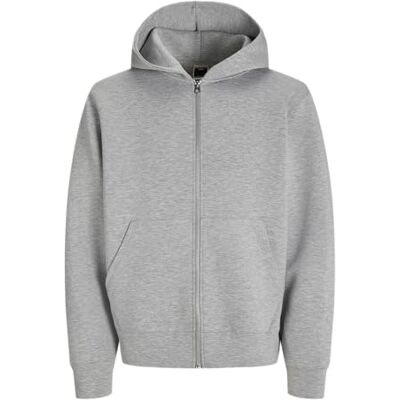JACK & JONES JUNIOR Jcocover Scuba Sweat Zip Hood Jnr, Vit melange, 152 JACK & JONES JUNIOR Jcocover Scuba Sweat Zip Hood Jnr, Vit melange, 152