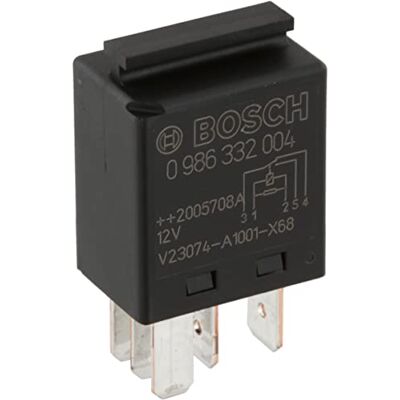 Bosch 0986332004 minirelä 12V 60A, IP5K4, driftstemperatur från -40° C till 85° C, stängningsrelä, 4 stift Bosch 0986332004 minirelä 12V 60A, IP5K4, driftstemperatur från -40° C till 85° C, stängningsrelä, 4 stift