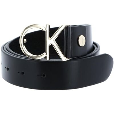 Calvin – läderbälte för kvinnor – svart läderbälte – guldmetall signatur logotypspänne – 75 cm/29,5 tum längd – 100% äkta läder, Svart, 75 Calvin – läderbälte för kvinnor – svart läderbälte – guldmetall signatur logotypspänne – 75 cm/29,5 tum längd – 100% äkta läder, Svart, 75