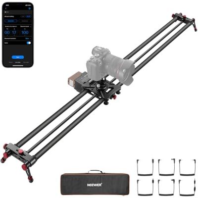 NEEWER 120 cm motoriserad kameraslider, trådlös DSLR-appkontroll i kolfiber Dolly-skena med 4400mAh F750 batteri (laddare ingår ej), stöd för videoläge, ER1 NEEWER 120 cm motoriserad kameraslider, trådlös DSLR-appkontroll i kolfiber Dolly-skena med 4400mAh F750 batteri (laddare ingår ej), stöd för videoläge, ER1