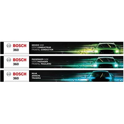 Bosch 360 komplett fordonstorkarbladssats – inkluderar främre strålblad (par) + bakre torkarblad (1) – 26 tum/20 tum/12 tum (B36006) Bosch 360 komplett fordonstorkarbladssats – inkluderar främre strålblad (par) + bakre torkarblad (1) – 26 tum/20 tum/12 tum (B36006)