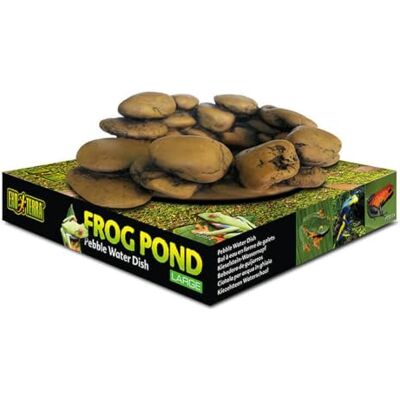 Exo Terra Groda pond, vattenskål i kiselstenutseende, perfekt vattenskål för pilgiftgrodor, bladgrodor och andra amfibier Exo Terra Groda pond, vattenskål i kiselstenutseende, perfekt vattenskål för pilgiftgrodor, bladgrodor och andra amfibier